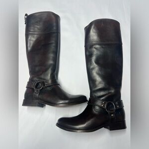Womens FRYE Melissa Harness Brown Leather Tall Boots sz. 6B
